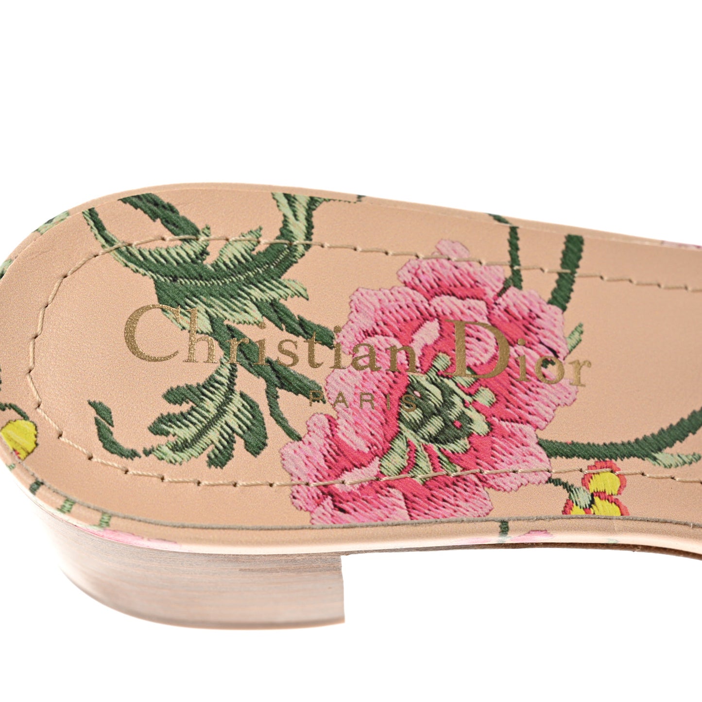 Canvas Embroidered Toile de Jouy Pop Dway Mules Heeled Slide Sandals 37.5 Black Multicolor