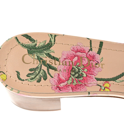 Christian Dior Canvas Embroidered Toile de Jouy Pop Dway Mules Heeled Slide Sandals 37.5 Black Multicolor 7 of 8