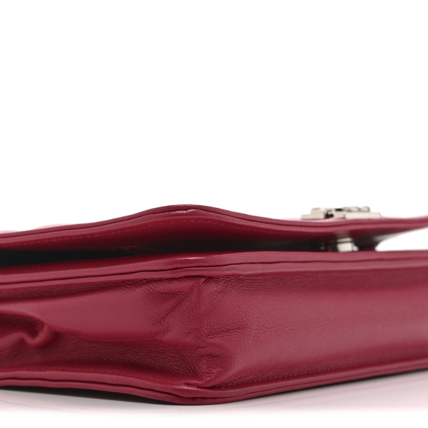 Lambskin Quilted Boy Wallet On Chain WOC Dark Fuchsia