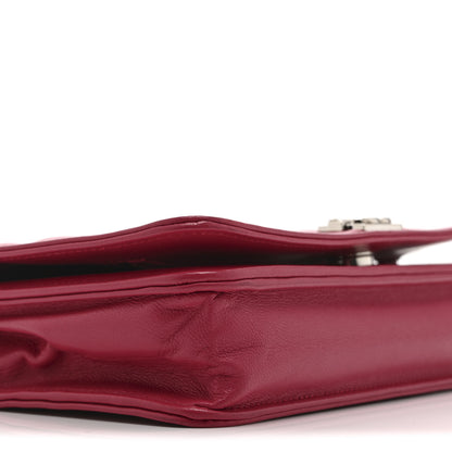 Chanel Lambskin Quilted Boy Wallet On Chain WOC Dark Fuchsia 10 of 11