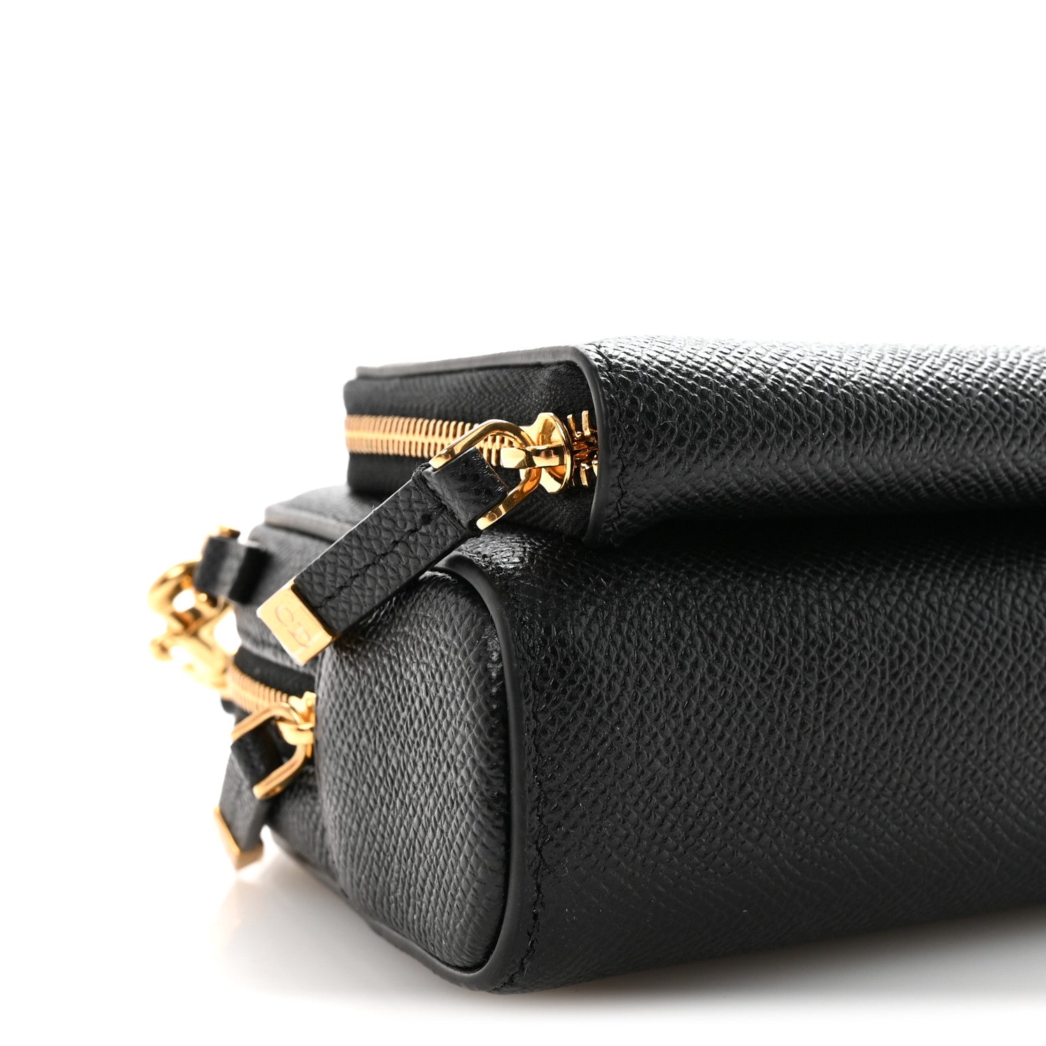 Christian Dior Grained Calfskin Caro Double Pouch Black 8 of 9