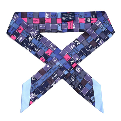 Hermes Silk Bolduc Au Carre Twilly Blue Jean Rose Vif Gris 1 of 4