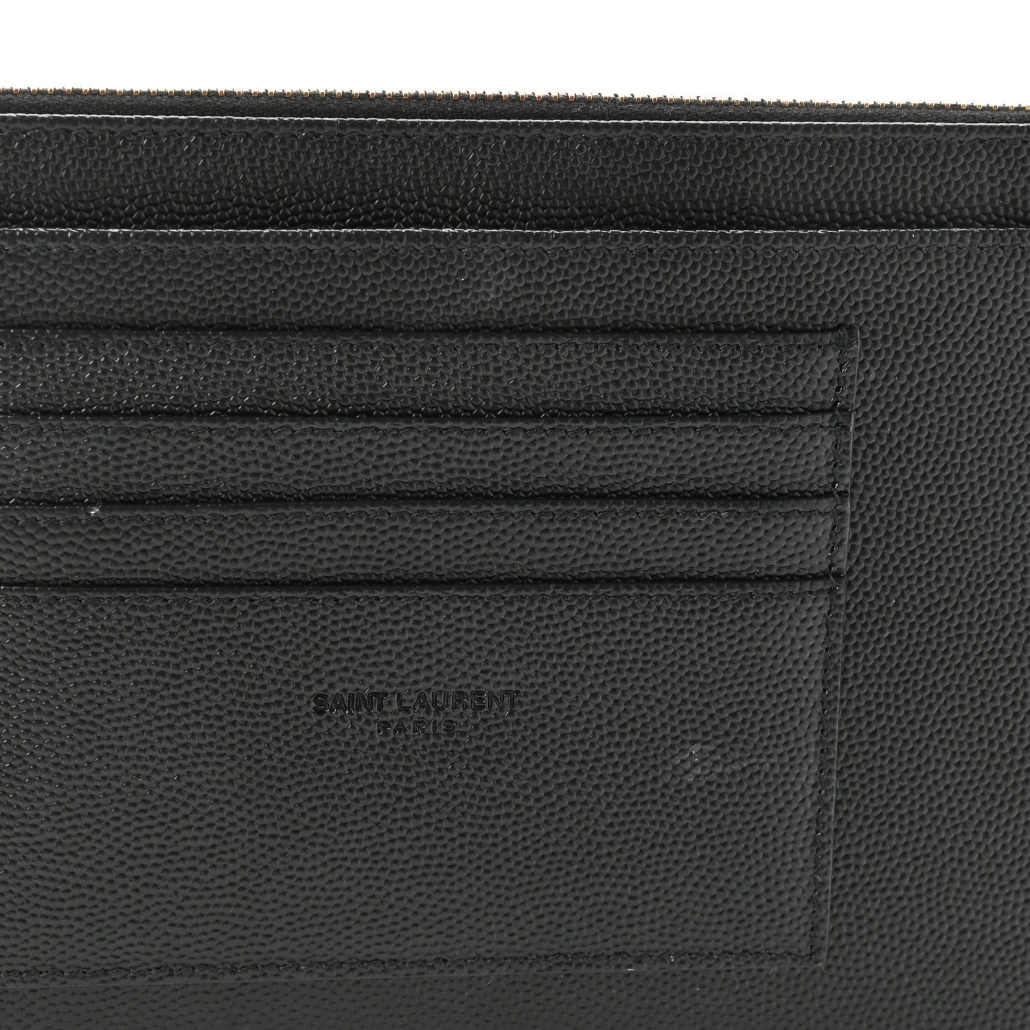 Saint Laurent Grain De Poudre Chevron Monogram Large Bill Pouch Black 8 of 10