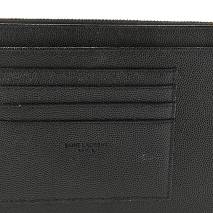 Saint Laurent Grain De Poudre Chevron Monogram Large Bill Pouch Black 8 of 10