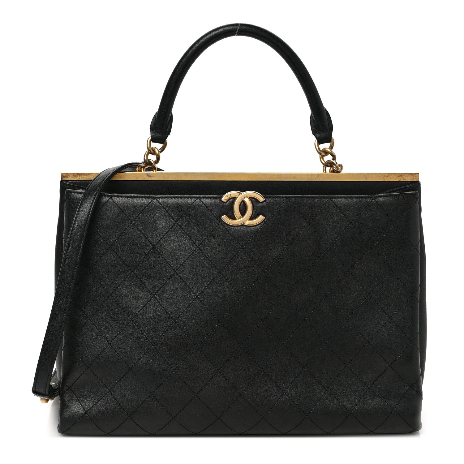 Chanel Lambskin Stitched Large Coco Lux Shopping Tote Black 1 of 9