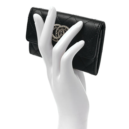 Chanel Caviar Quilted Crystal CC Flap Card Holder Black 2 of 9