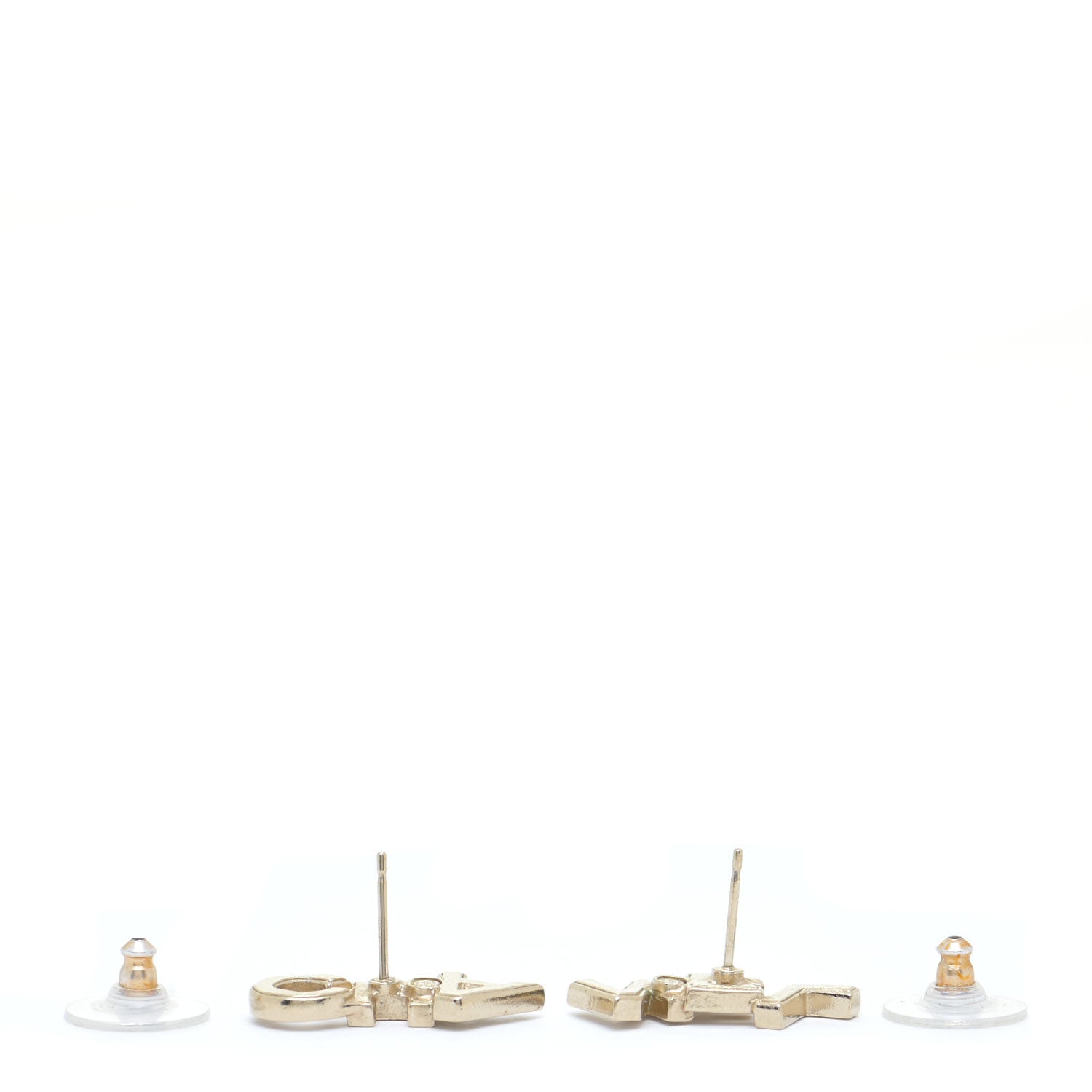 Chanel Crystal Pearl Signature Stud Earrings Gold 3 of 5