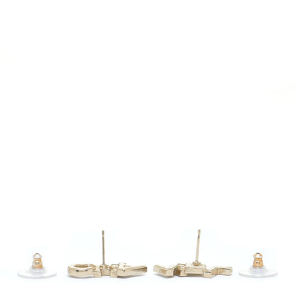 Chanel Crystal Pearl Signature Stud Earrings Gold 3 of 5