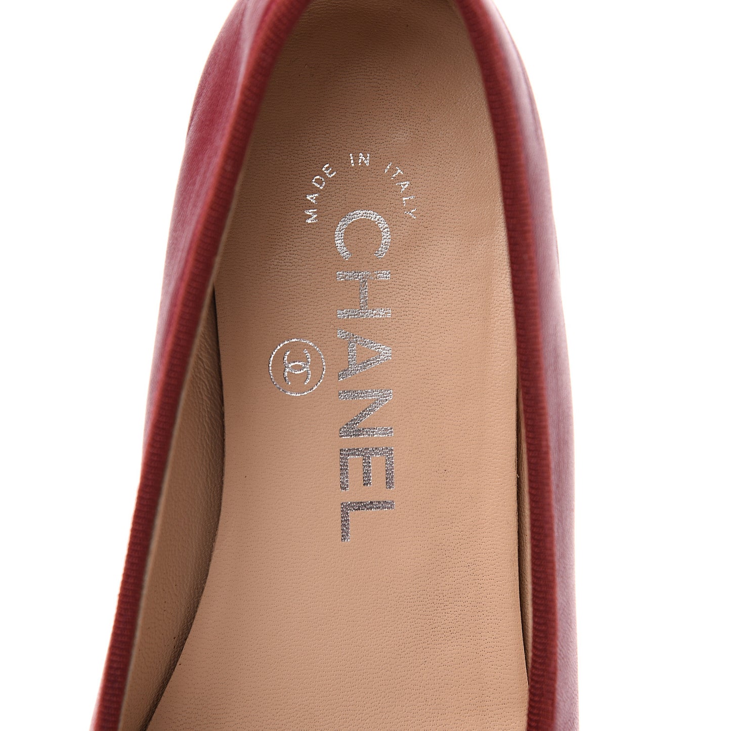 Goatskin Cap Toe CC Ballerina Flats 35 Red