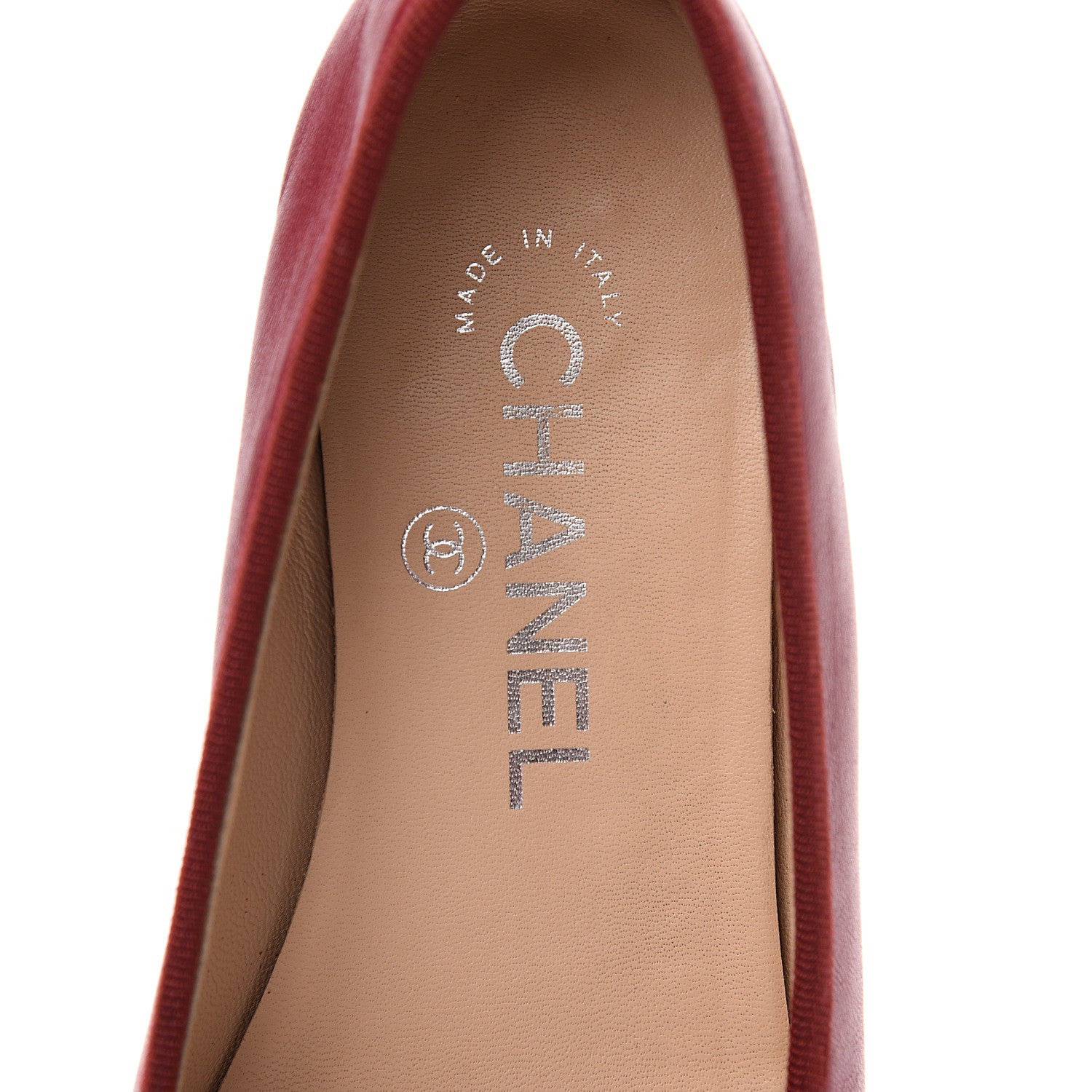 Chanel Goatskin Cap Toe CC Ballerina Flats 35 Red 6 of 12