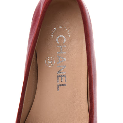 Chanel Goatskin Cap Toe CC Ballerina Flats 35 Red 6 of 12