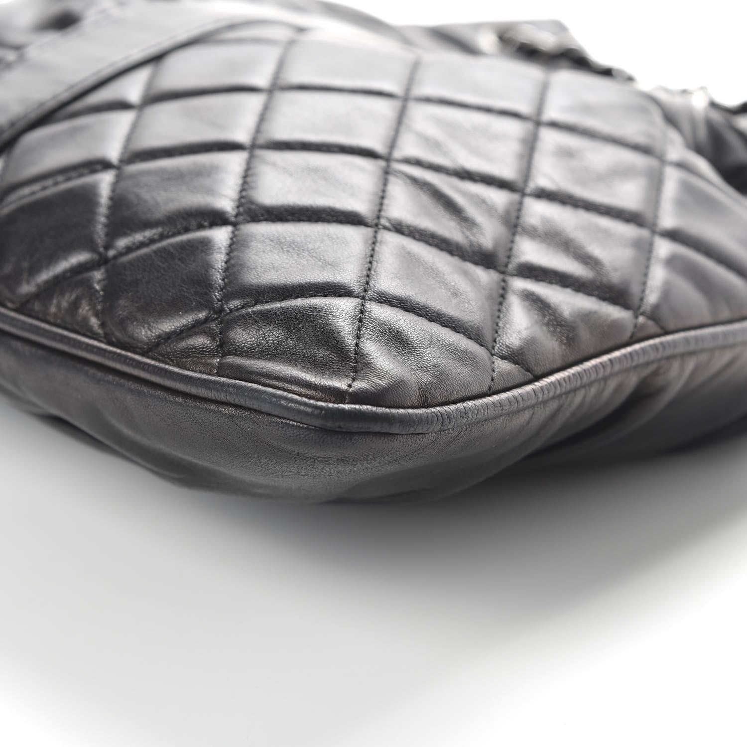 Chanel Lambskin Quilted Pile Ou Face Drawstring Bag Black 6 of 9