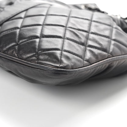 Chanel Lambskin Quilted Pile Ou Face Drawstring Bag Black 6 of 9
