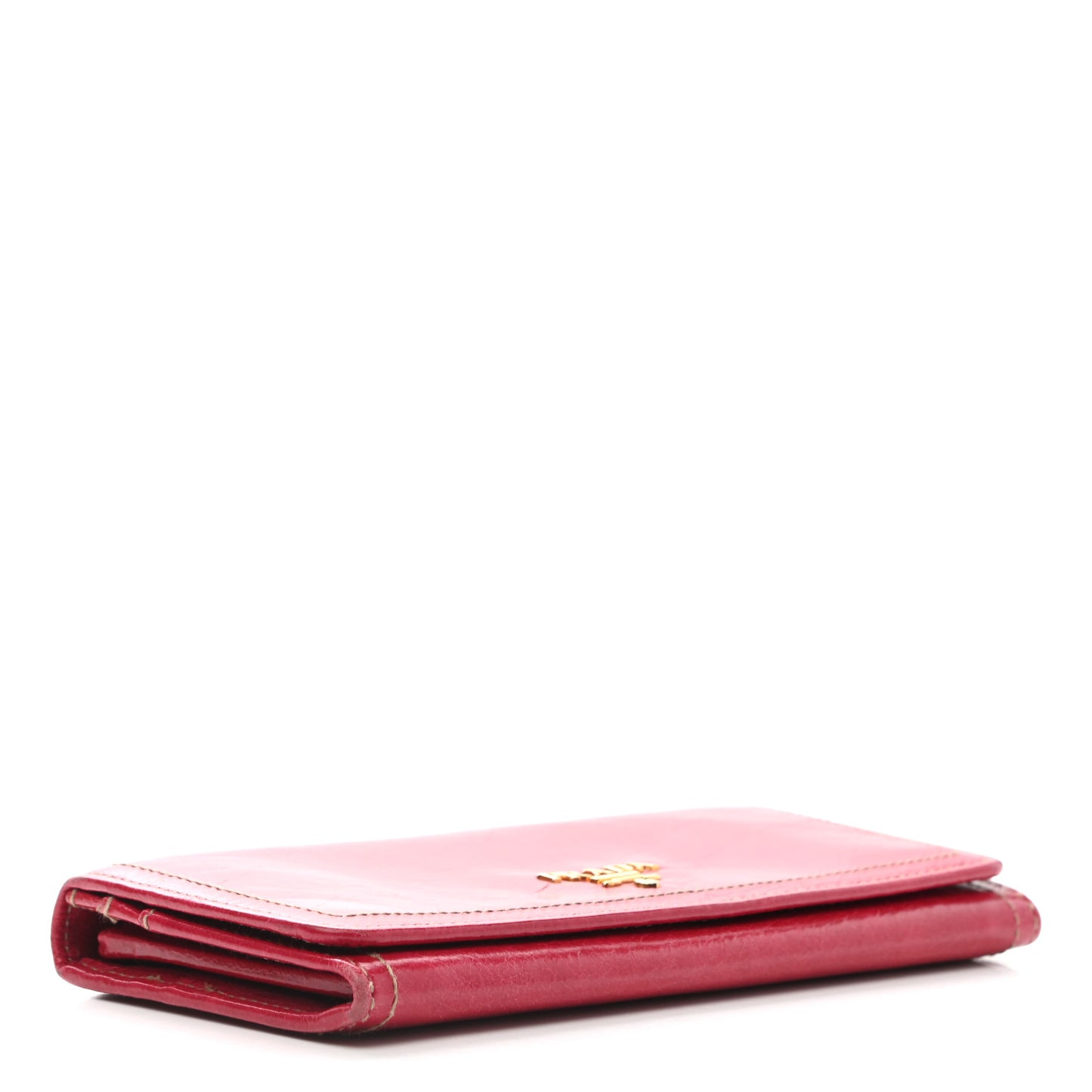 Vitello Shine Zip Flap Wallet Rosso