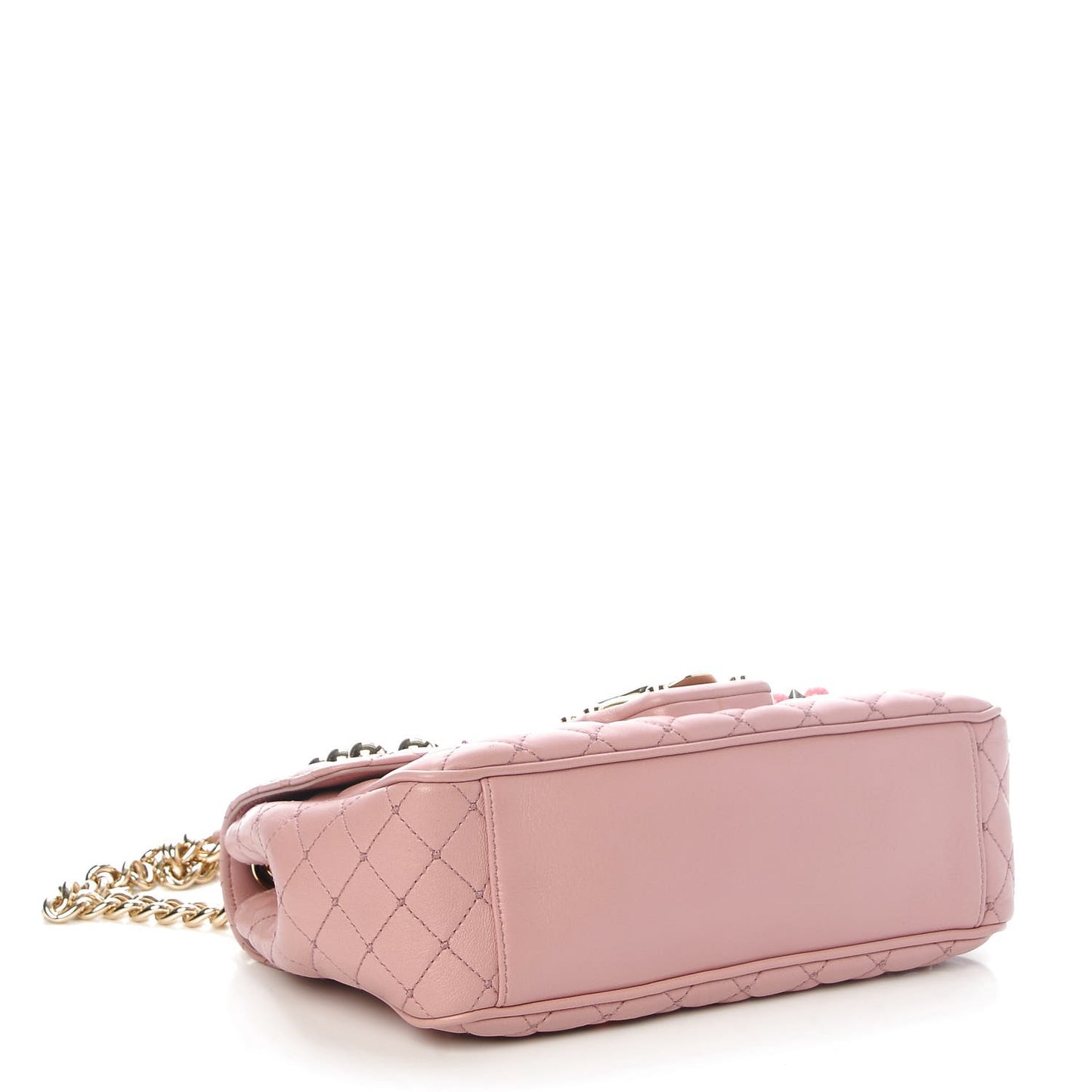 Lambskin Watersnake Embellished Lucia Shoulder Bag Rosa