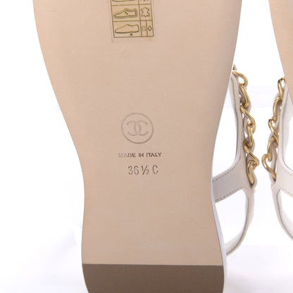 Chanel Lambskin Thong Sandals 36.5 White 9 of 10