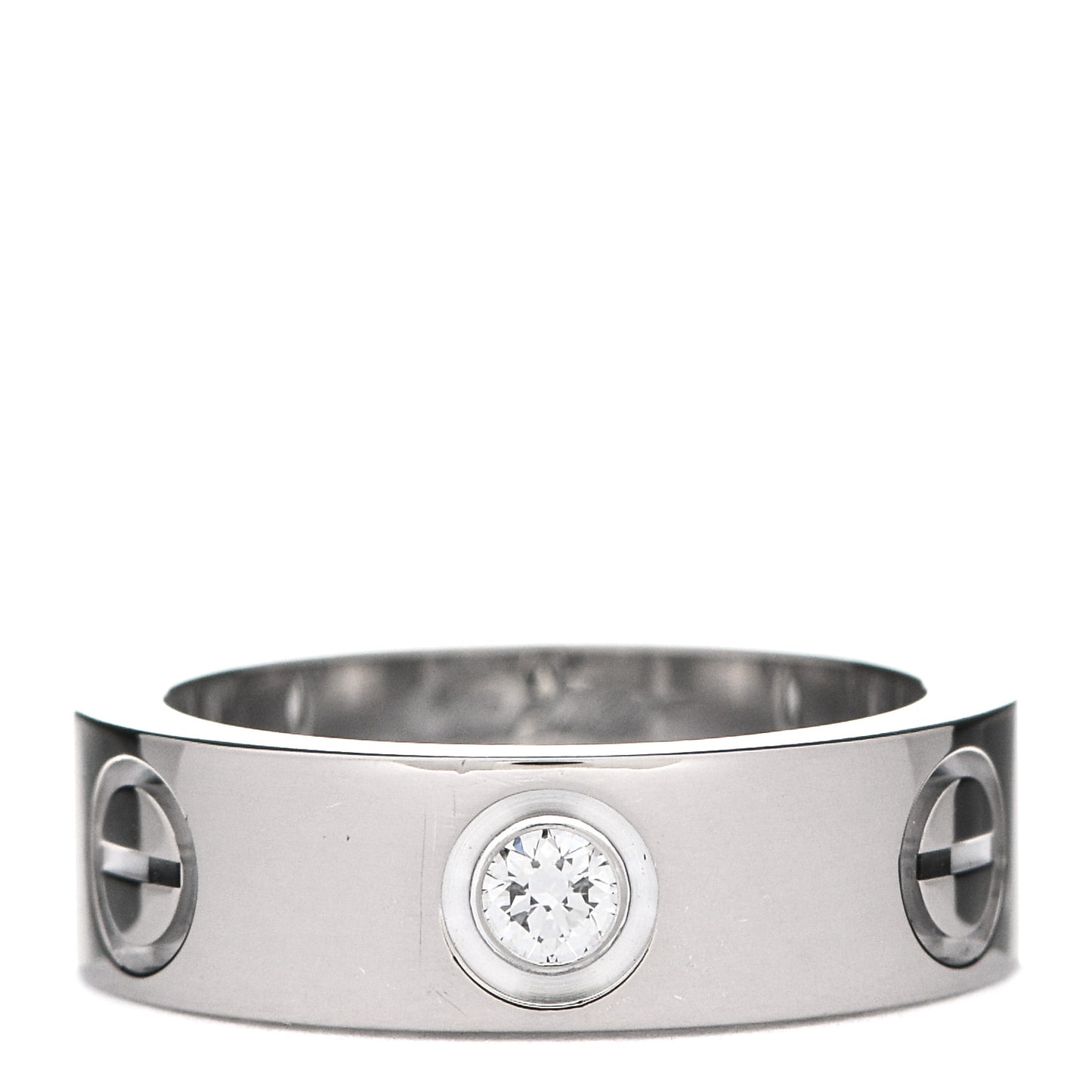 18K White Gold 3 Diamond 5.5mm LOVE Ring 47 4
