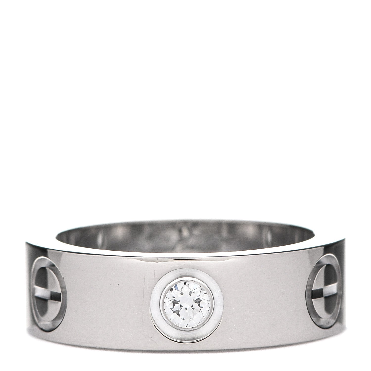 Cartier 18K White Gold 3 Diamond 5.5mm LOVE Ring 47 4 1 of 5