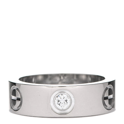 Cartier 18K White Gold 3 Diamond 5.5mm LOVE Ring 47 4 1 of 5