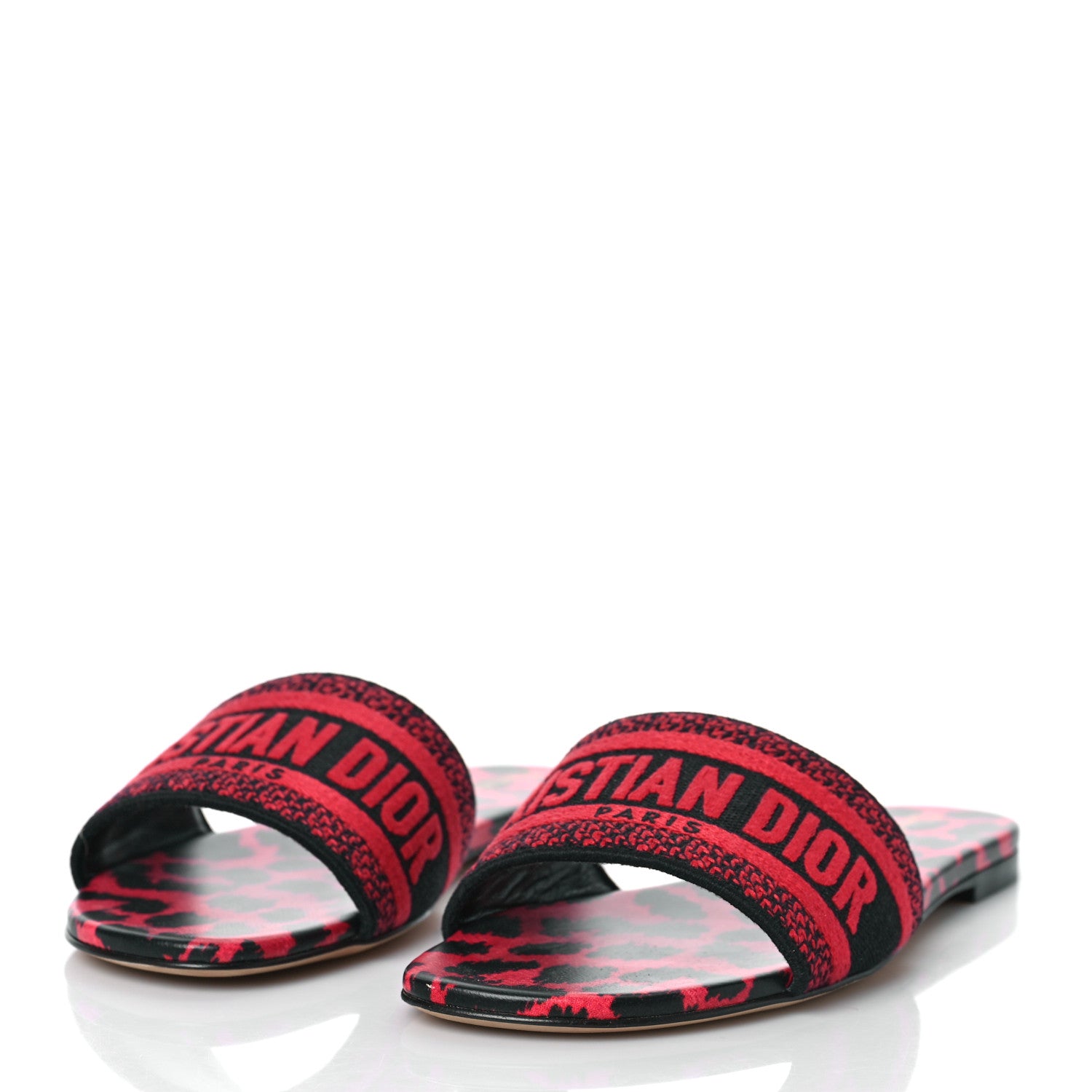 Christian Dior Canvas Pop Heart I Love Paris Embroidered Dway Flat Slide Sandals 38.5 Deep Blue Red 4 of 11