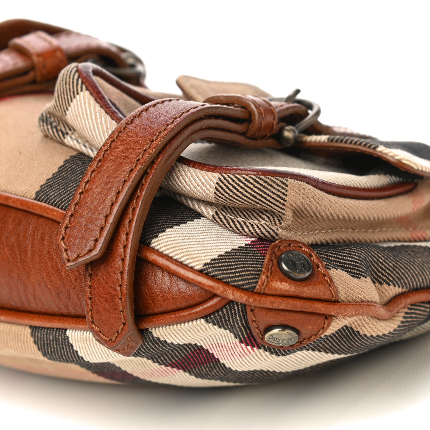 Prorsum House Check Bridle Calfskin Shoulder Bag Dark Tan