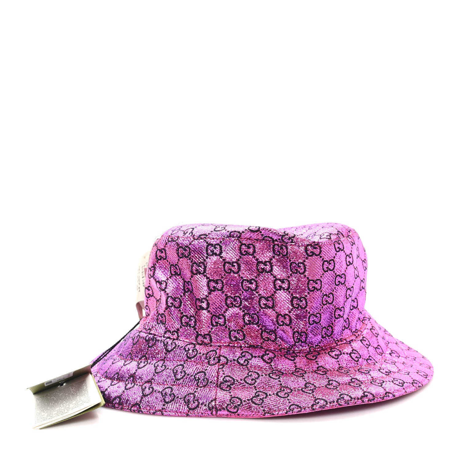 Gucci Canvas Lame GG Monogram Reversible Bucket Hat M Fuxia Pink 13 of 16