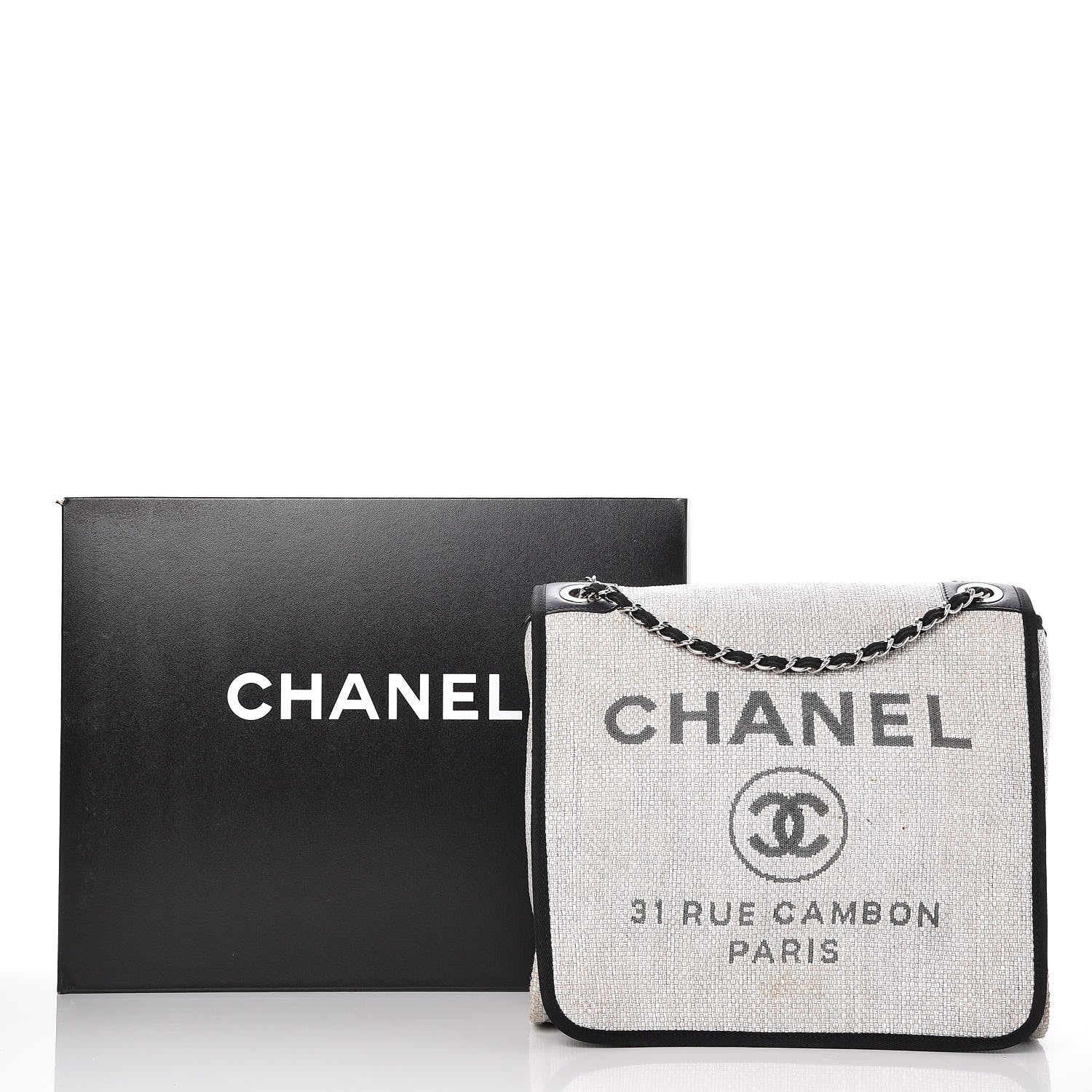 Chanel Woven Straw Raffia Small Deauville Messenger Grey 8 of 8