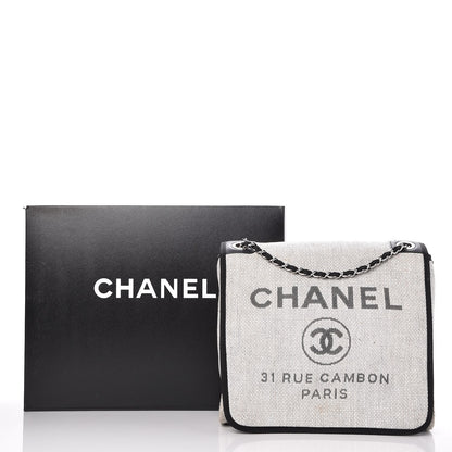 Chanel Woven Straw Raffia Small Deauville Messenger Grey 8 of 8