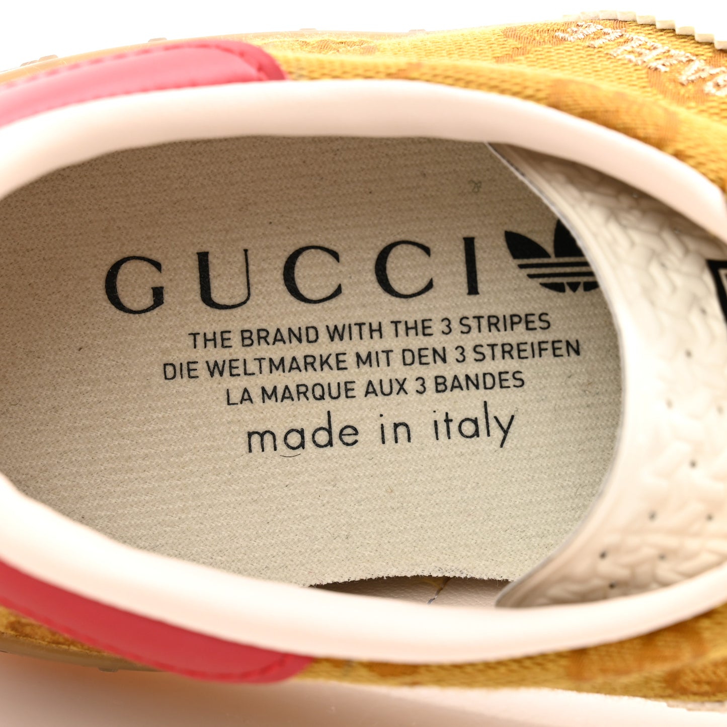 X ADIDAS Vintage GG Monogram Mens Gazelle Sneakers 7.5 Mid Natural Nut Off White
