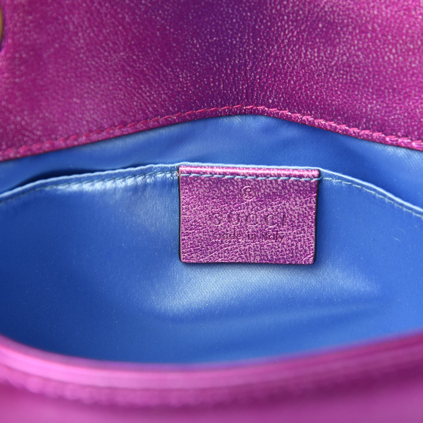 Metallic Calfskin Matelasse Mini GG Marmont Shoulder Bag Fuchsia