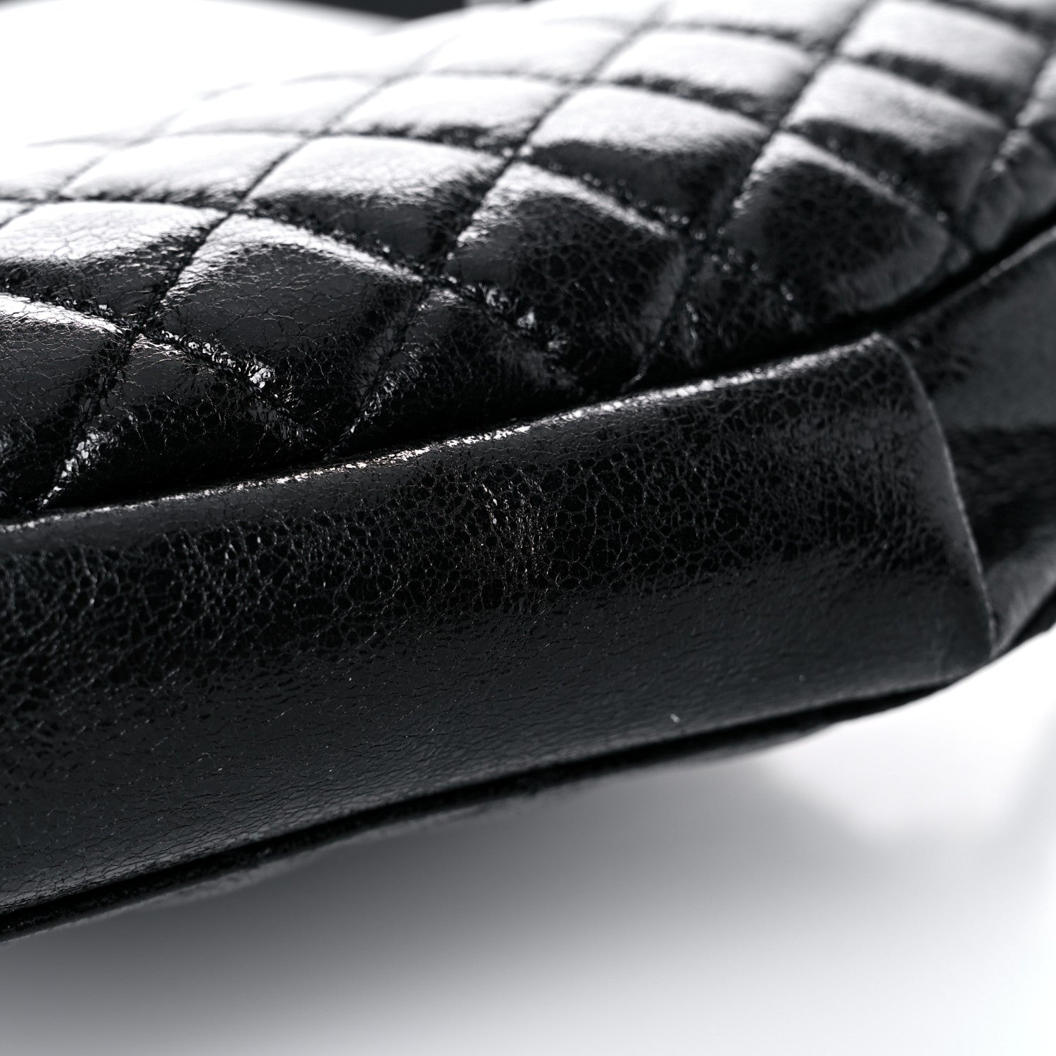 Chanel Crumpled Glazed Lambskin Quilted Waist Bag Fanny Pack Black 14 of 17