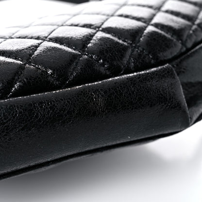 Chanel Crumpled Glazed Lambskin Quilted Waist Bag Fanny Pack Black 14 of 17