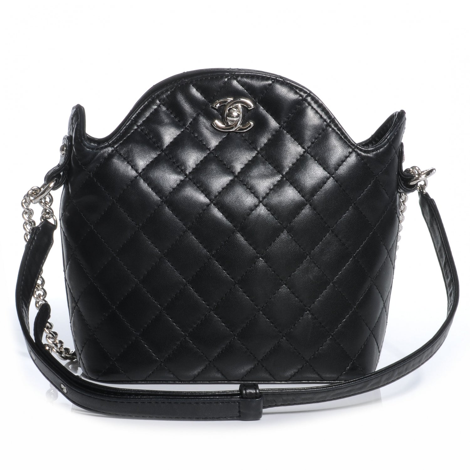 Chanel Lambskin Quilted Bucket Shoulder Bag Black 1 of 7