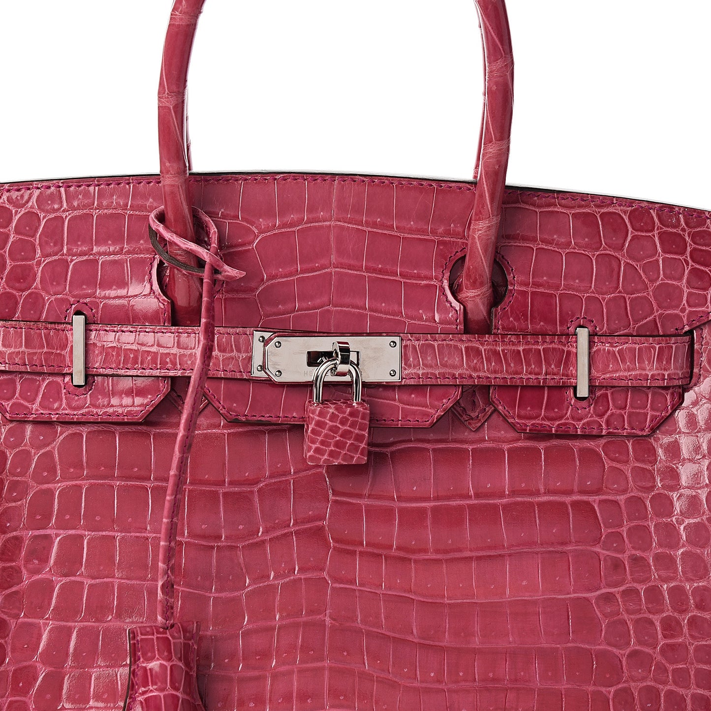 Shiny Porosus Crocodile Birkin 30 Rose Tyrien