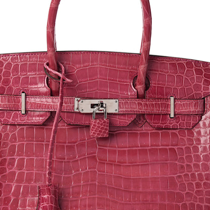 Hermes Shiny Porosus Crocodile Birkin 30 Rose Tyrien 28 of 36