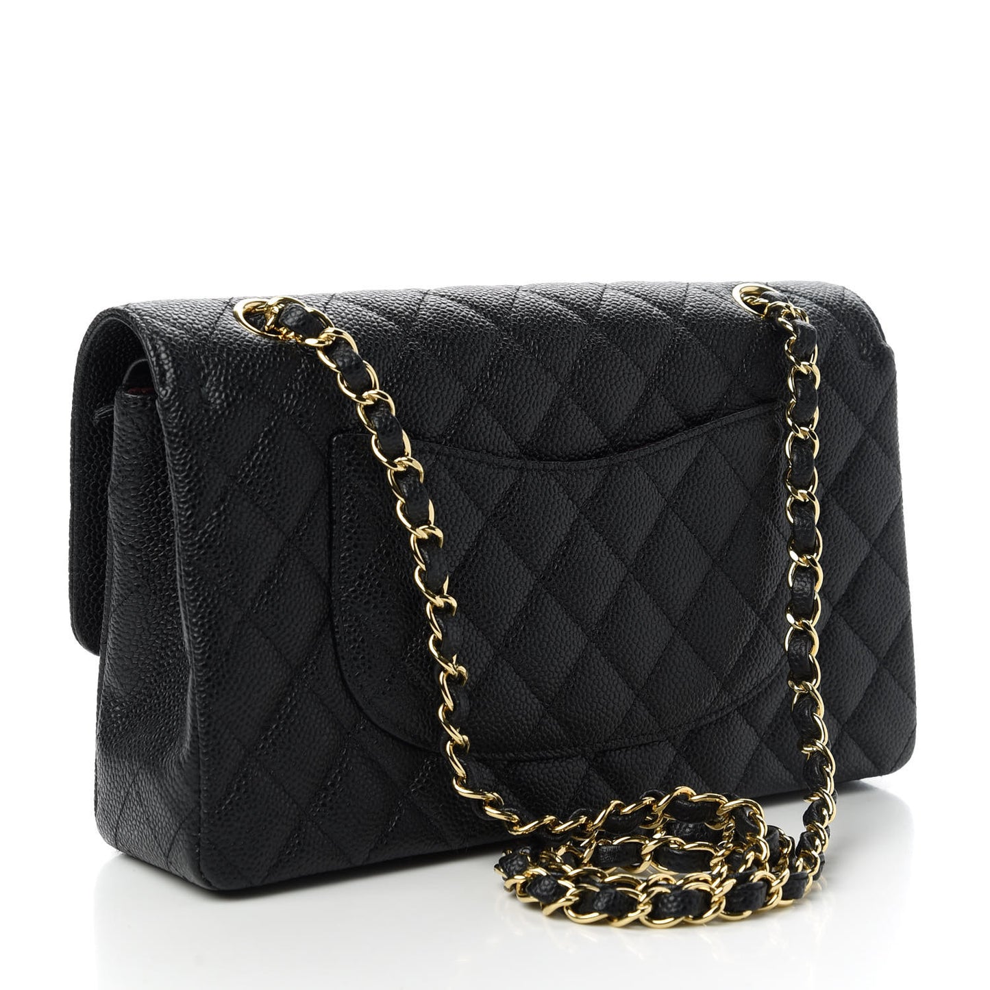 Caviar Quilted Medium Double Flap Black