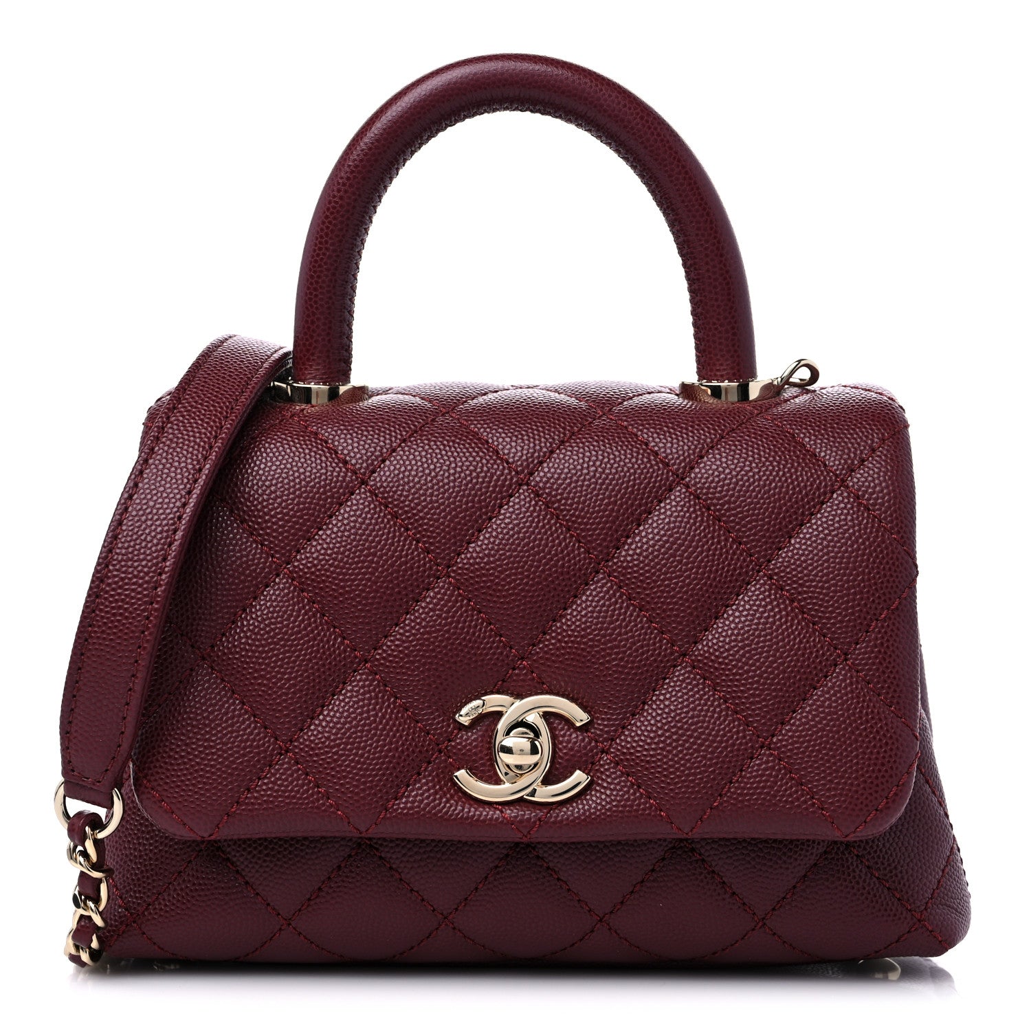 Chanel Caviar Quilted Extra Mini Coco Handle Flap Burgundy 1 of 9
