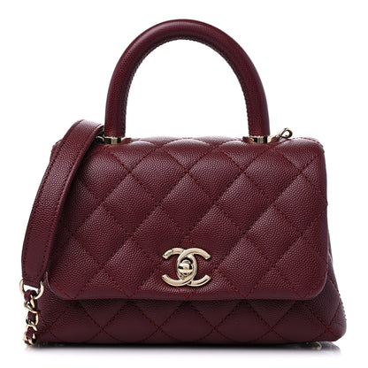 Chanel Caviar Quilted Extra Mini Coco Handle Flap Burgundy 1 of 9