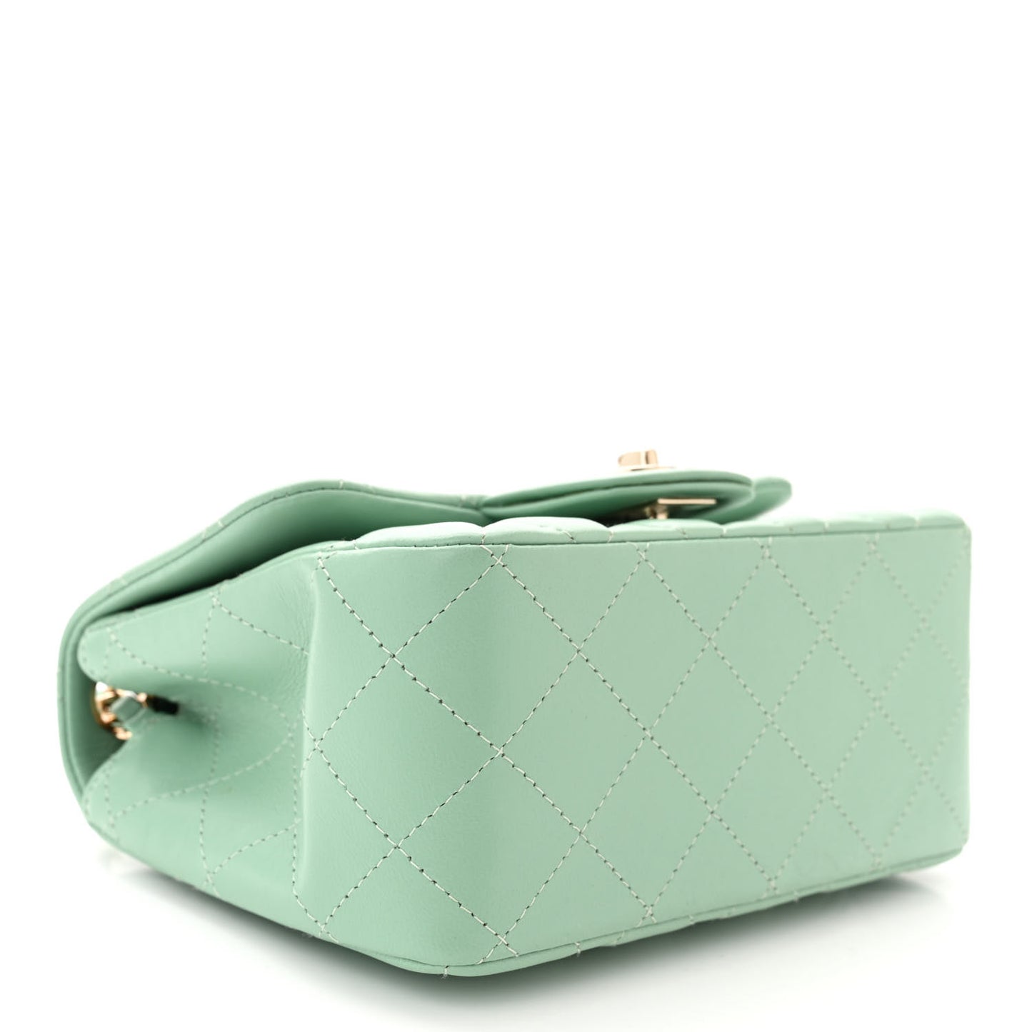 Lambskin Quilted Mini Square Flap Light Green