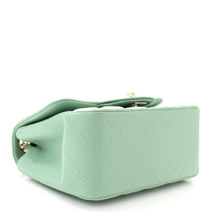 Chanel Lambskin Quilted Mini Square Flap Light Green 4 of 10