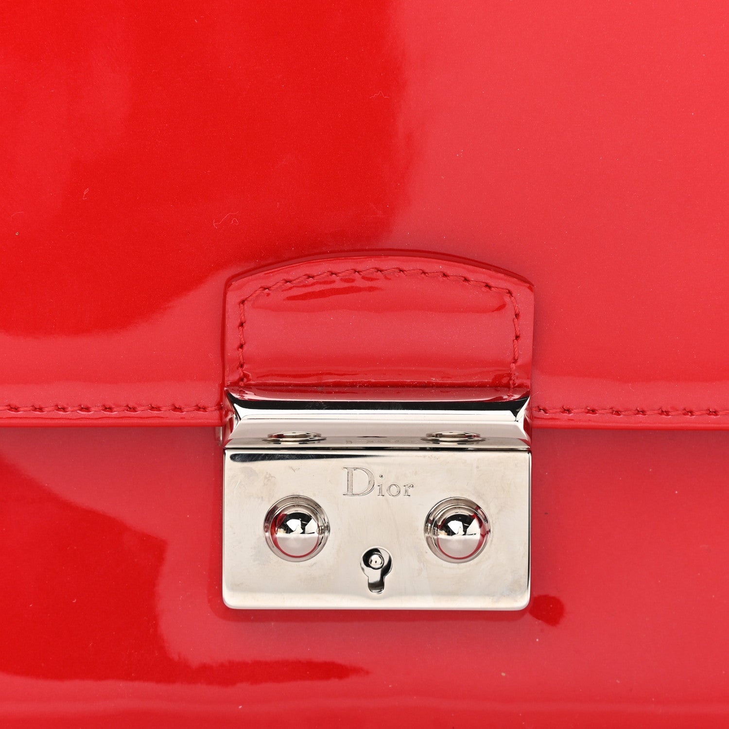 Christian Dior Metallic Box Patent Calfskin Miss Dior Promenade Pouch Red 8 of 12