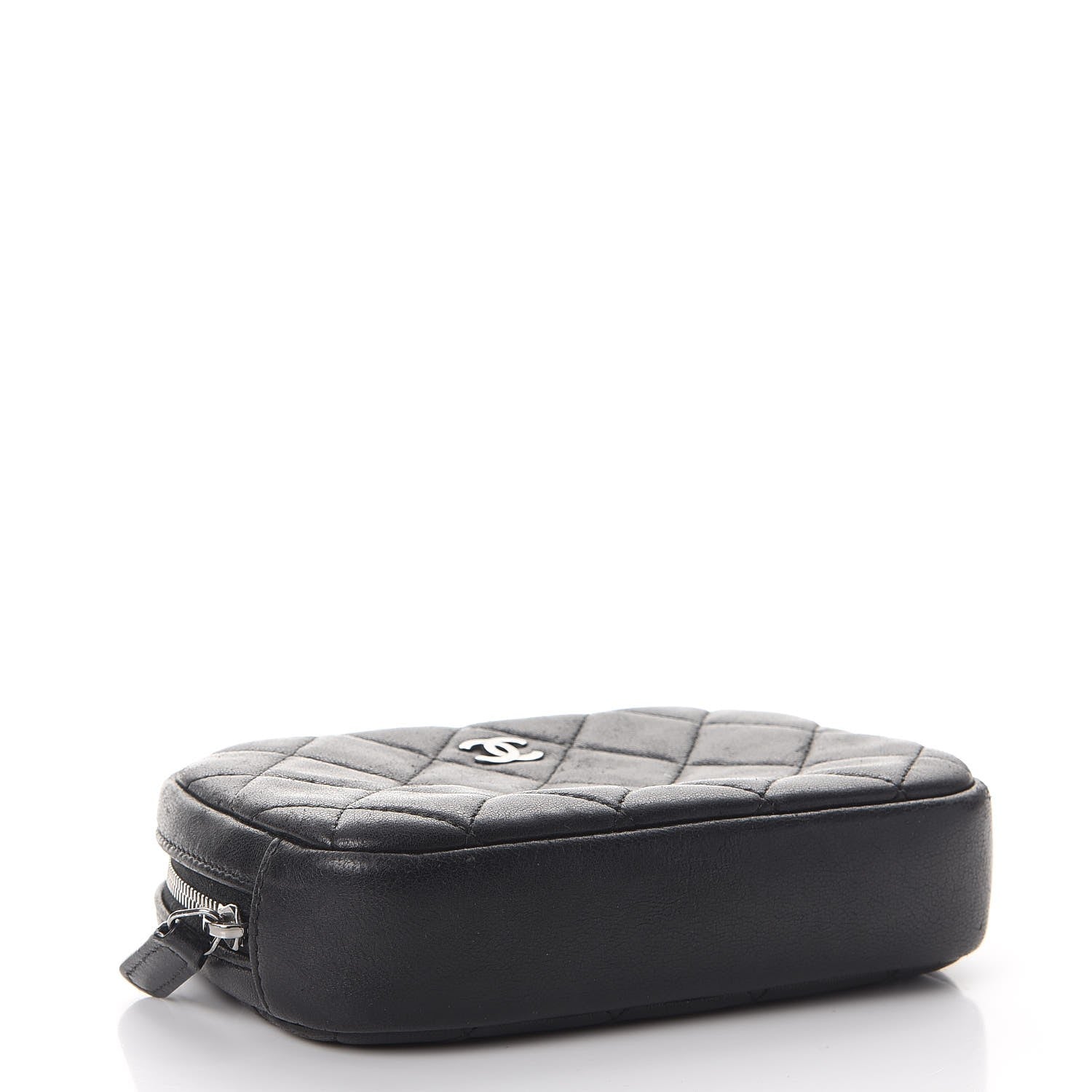Chanel Lambskin Quilted Small Curvy Pouch Cosmetic Case Black 4 of 10
