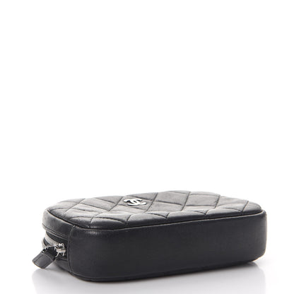 Chanel Lambskin Quilted Small Curvy Pouch Cosmetic Case Black 4 of 10