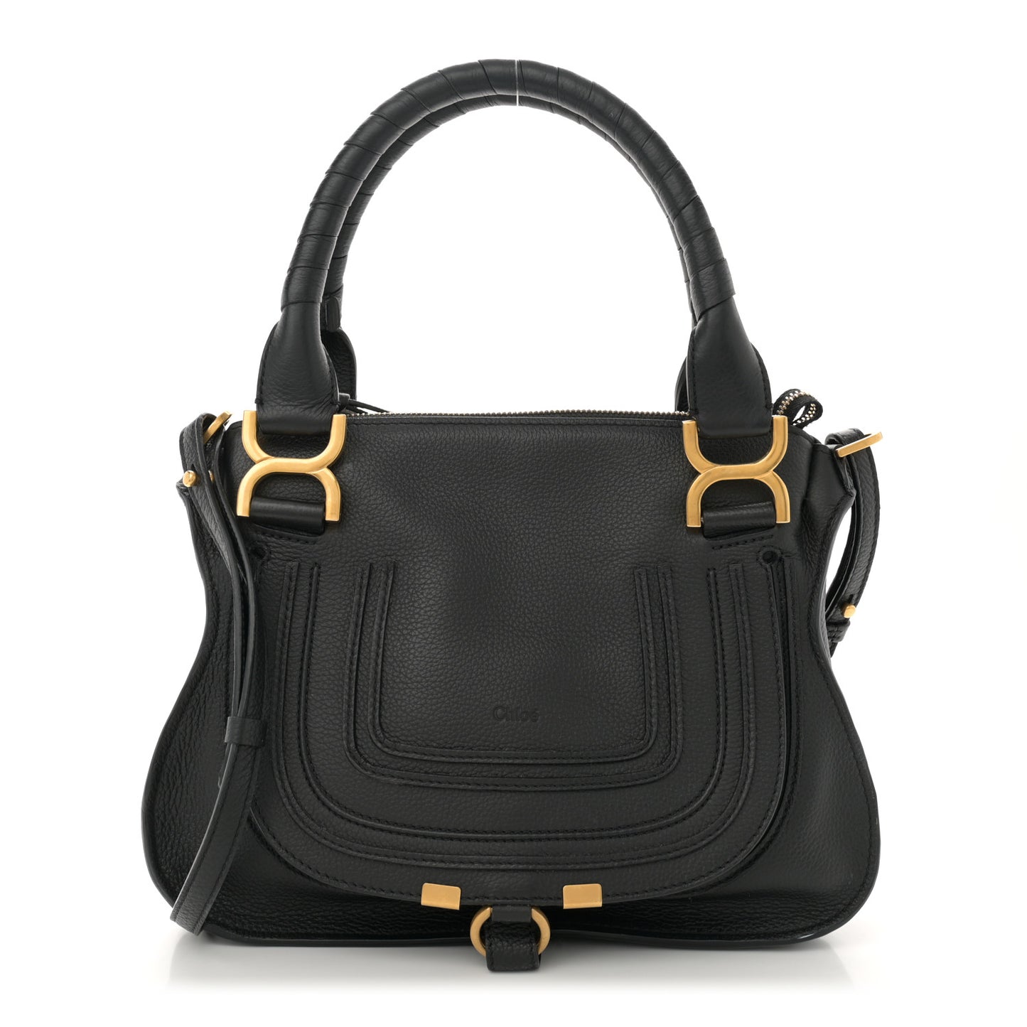 Calfskin Small Marcie Satchel Black