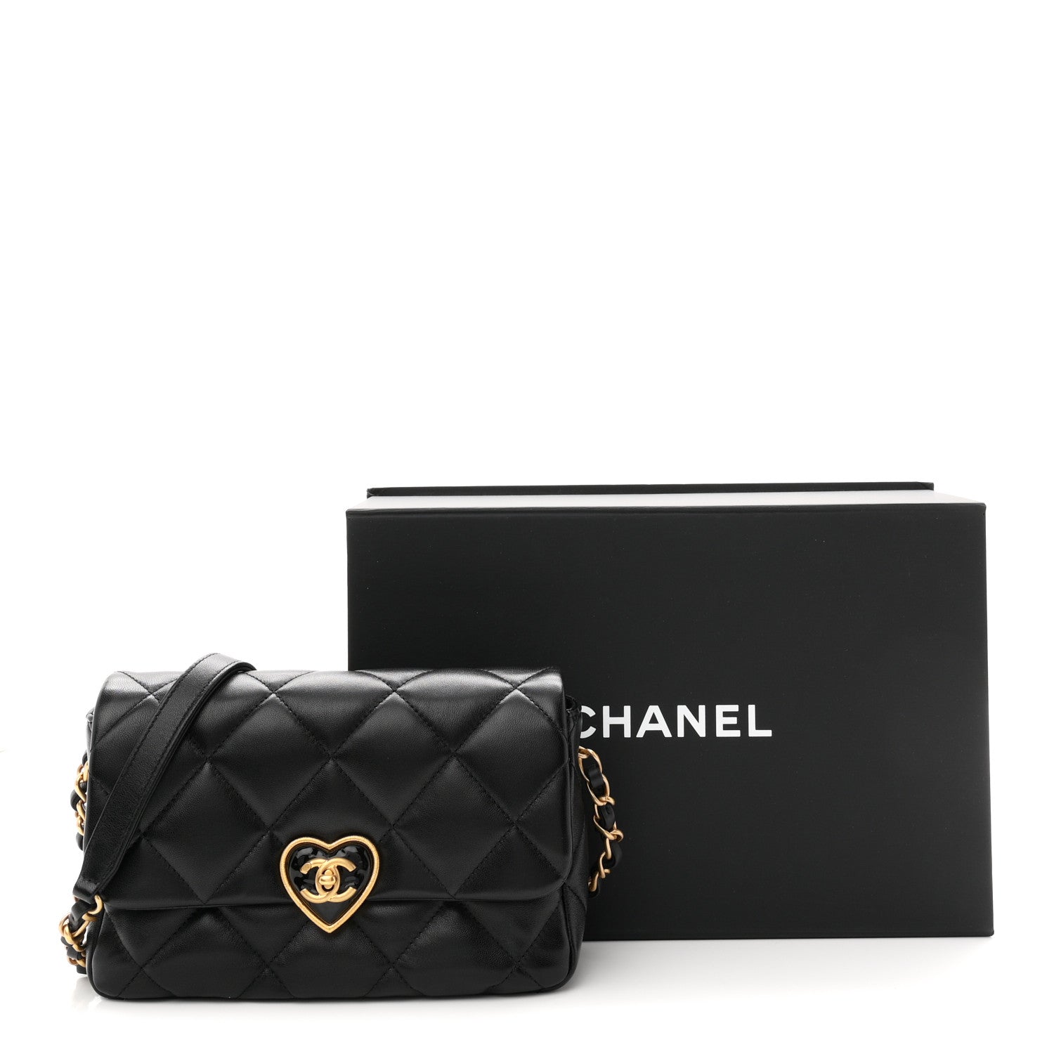 Chanel Lambskin Plexiglass Quilted Coco Love Flap Black 12 of 12