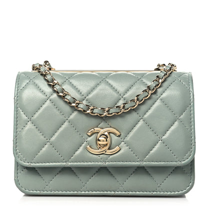 Chanel Lambskin Quilted Mini Trendy CC Wallet On Chain WOC Grey 1 of 10