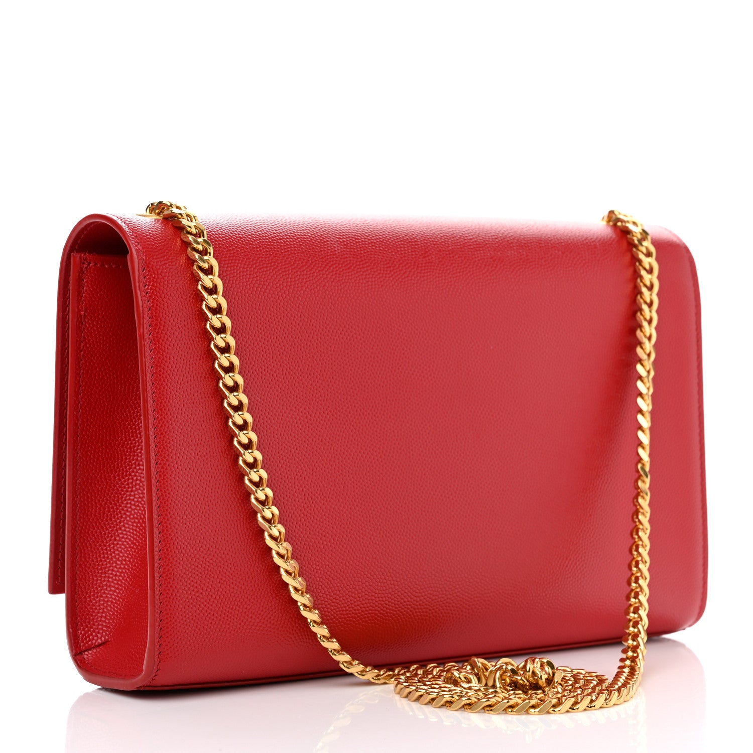 Saint Laurent Grain De Poudre Medium Monogram Kate Satchel Red 3 of 14