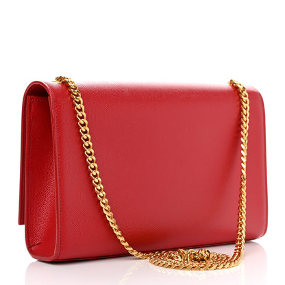 Saint Laurent Grain De Poudre Medium Monogram Kate Satchel Red 3 of 14