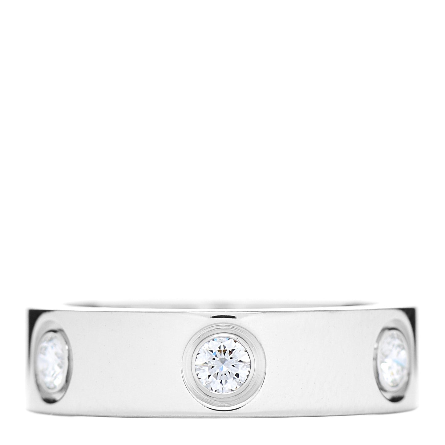 18K White Gold 6 Diamond 5.5mm LOVE Ring 52 6