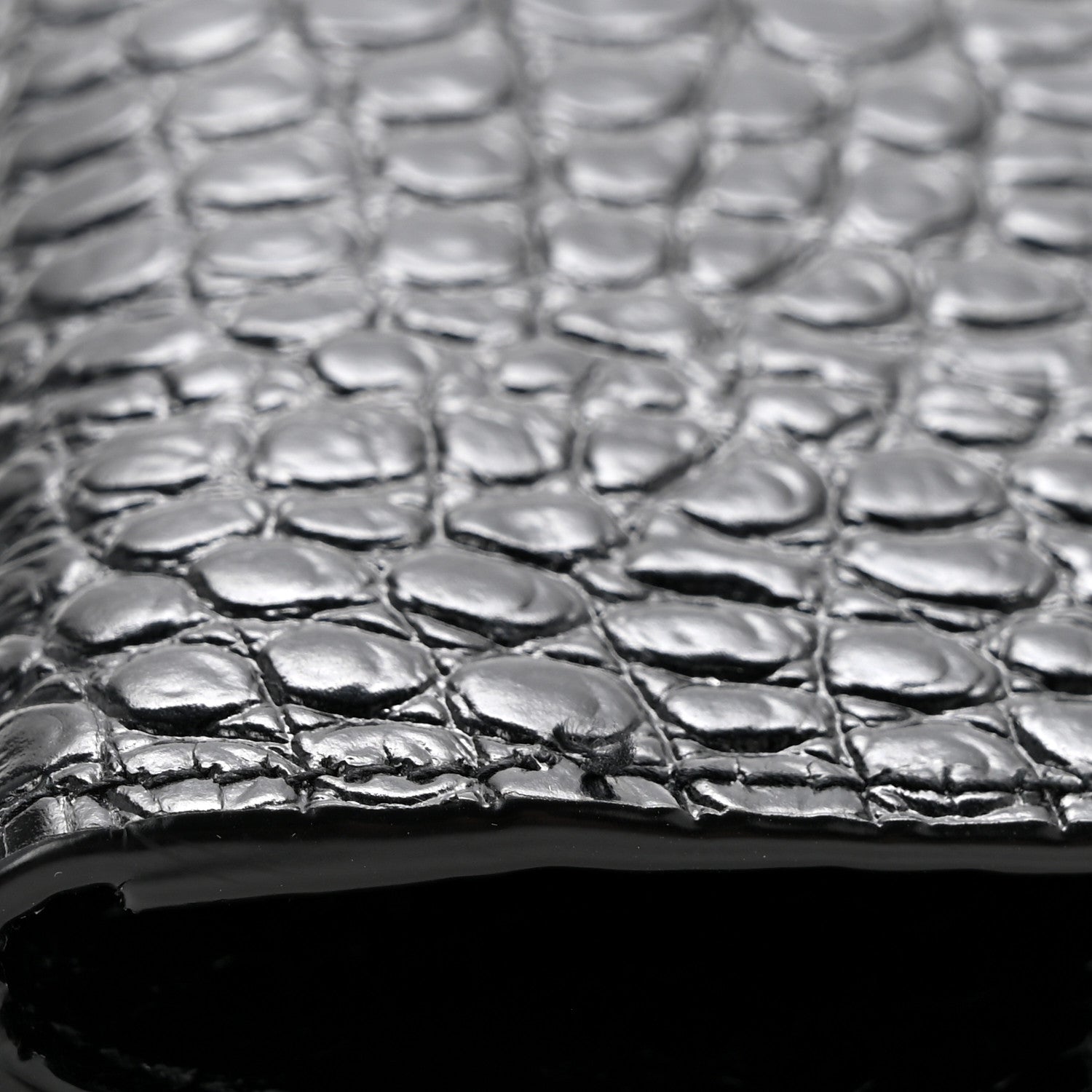 Saint Laurent Calfskin Crocodile Embossed Uptown Monogram Clutch Black 12 of 15